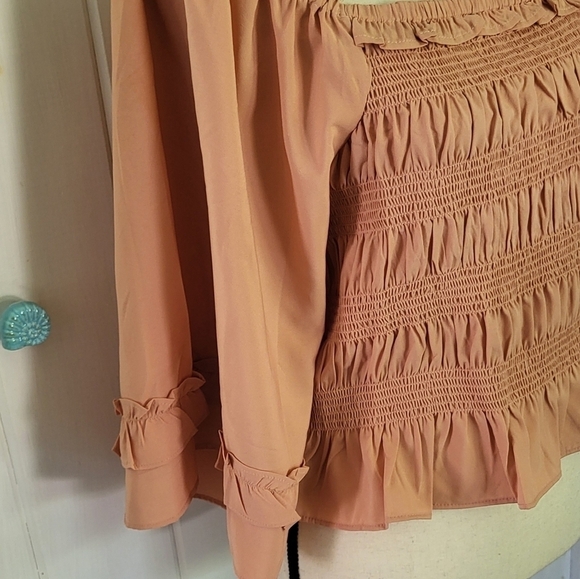 Wishing Waves Smocked Ruffle Cropped Top Size XL - Picture 2 of 10